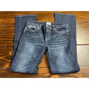 Realco Jeans Women's Size 30  Black Jeweled Denim Straight Wrinkle Bleach
